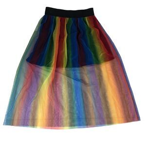 Adult Rainbow Tutu Sheer Midi Skirt - Mini Skirt Lining Size Small